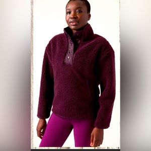 New Athleta Cozy Sherpa Snap Sweatshirt, Size 2X